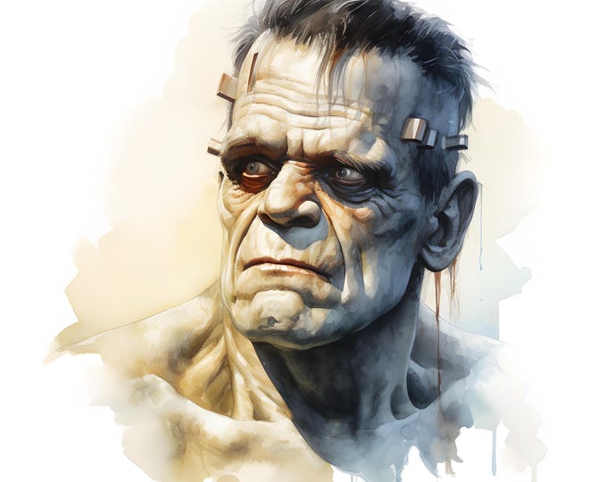 Frankenstein Clipart, Frankenstein Images, 10 Watercolor Clip Art, Printable JPGs, Instant Download, Commercial Use, Paper craft