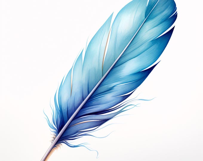 Watercolor Feather Clipart: 10 Printable Bird Feather Images (Commercial Use, JPGs)
