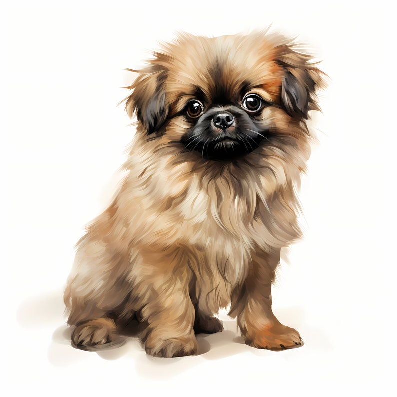 10 Pekingese, Puppy Dog, Peke Dog JPG, Watercolor Clipart, Printable ...