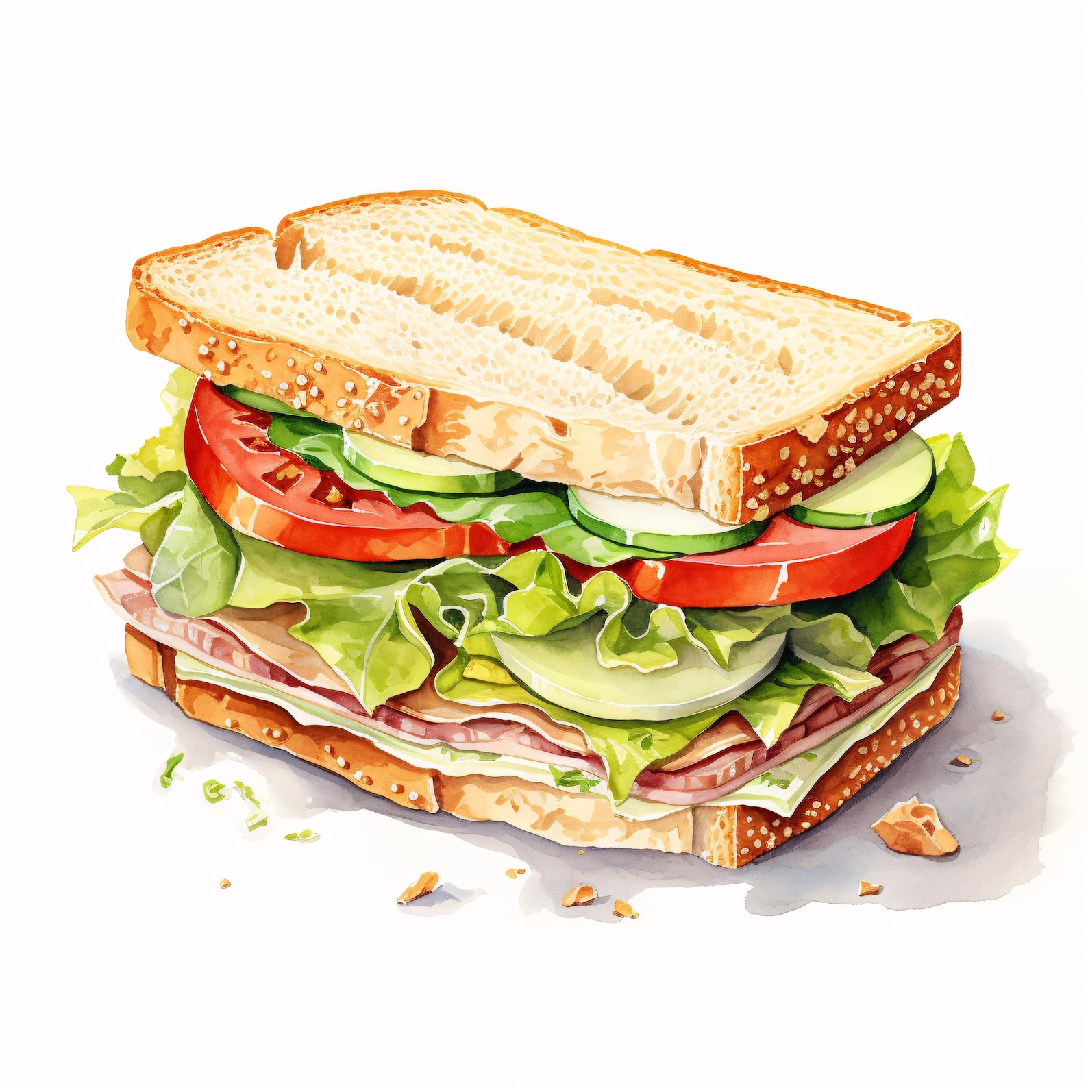 Fresh Sandwich Clipart, Healthy Food Images, 10 Watercolor Clip Art ...