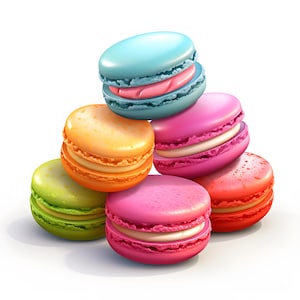 Aquarell Macarons Clipart: Dessert Bilder für kommerzielle Nutzung (JPGs)