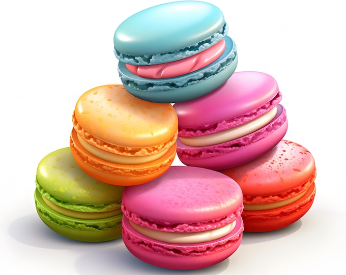 Macarons Clipart, Tasty Dessert Images, 10 Watercolor Clip Art, Printable JPGs, Instant Download, Commercial Use, Paper craft