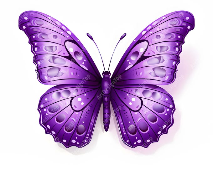 Purple Butterfly Clipart, Magical Butterflies Images, 10 Watercolor Clip Art, Printable JPGs, Instant Download, Commercial Use, Paper craft