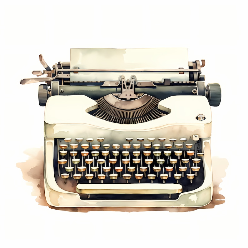 Typewriter Clipart, Vintage Typewriters Images, 10 Watercolor Clip Art ...
