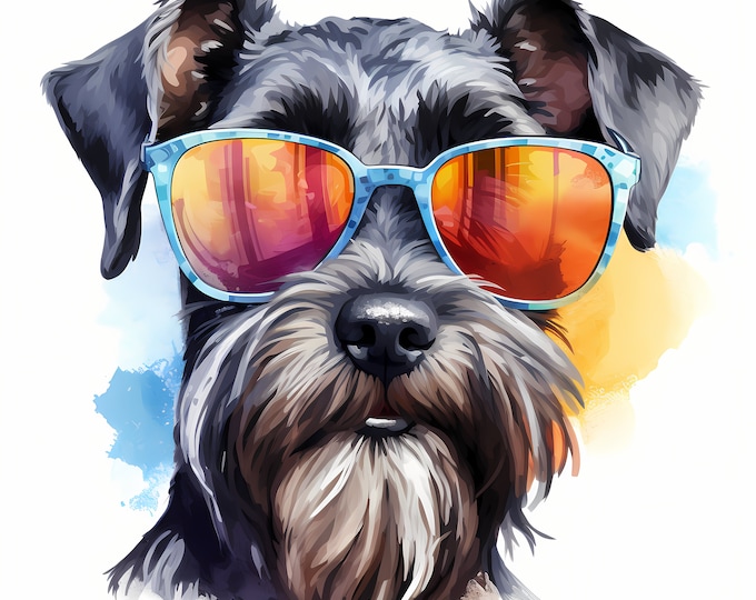 Miniature Schnauzer Clipart, Cool Dog Images, 10 Watercolor Clip Art, Printable JPGs, Instant Download, Commercial Use, Paper craft