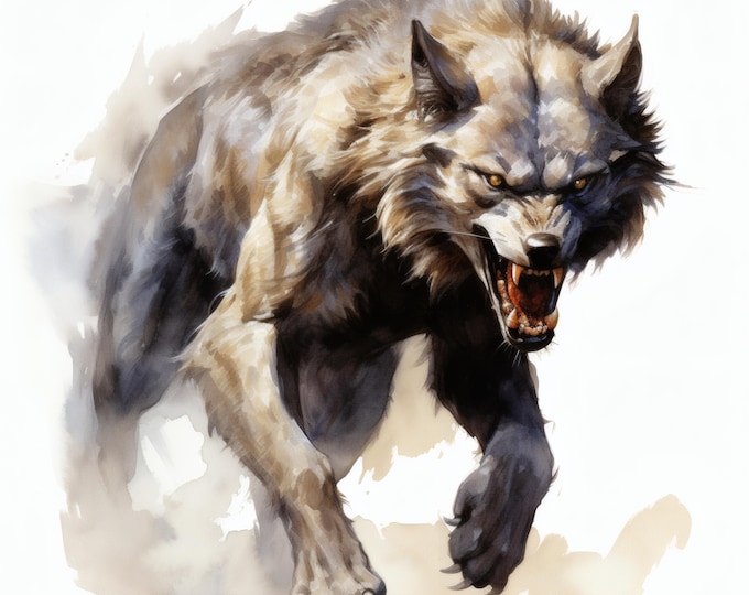 Werewolf Clipart, Monster Creature Images, 10 Watercolor Clip Art, Printable JPGs, Instant Download, Commercial Use, Paper craft