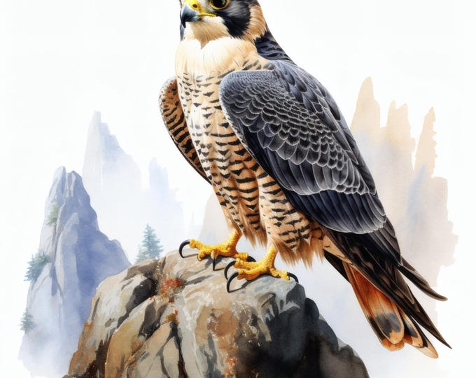 Peregrine Falcon Clipart, Bird of Prey Images, 10 Watercolor Clip Art, Printable JPGs, Instant Download, Commercial Use, Paper craft