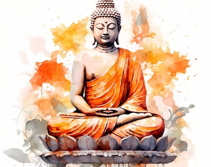 The Buddha Clipart, Buddhism Images, 10 Watercolor Clip Art, Printable JPGs, Instant Download, Commercial Use, Paper craft