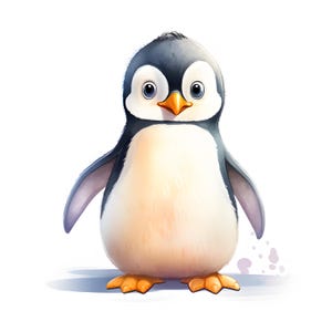 Clipart pinguïn, afbeeldingen schattige pinguïns, 10 aquarel illustraties, afdrukbare JPG's, Instant Download, Commercieel gebruik, Papercraft