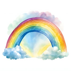 Clipart de arco-íris, Imagens de nuvens de arco-íris, 10 clipart de aquarela, JPGs para impressão, Download instantâneo, Uso comercial, Artesanato em papel