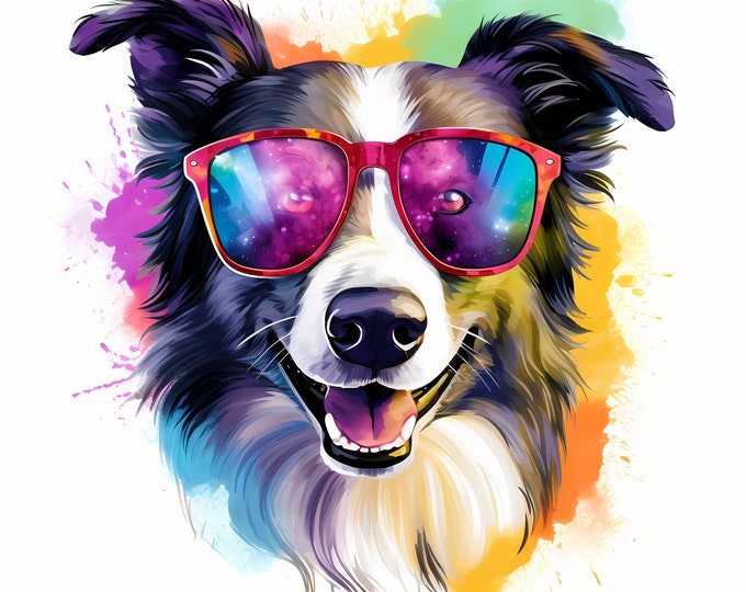 Border Collie Clipart, Cool Dog Images, 10 Watercolor Clip Art, Printable JPGs, Instant Download, Commercial Use, Paper craft
