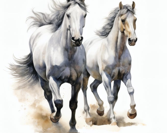 Horse Clipart, Galloping Horse Images, 10 Watercolor Clip Art, Printable JPGs, Instant Download, Commercial Use, Paper craft