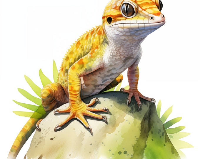 Gecko Clipart, Gecko Images, 10 Watercolor Clip Art, Printable JPGs, Instant Download, Commercial Use, Paper craft