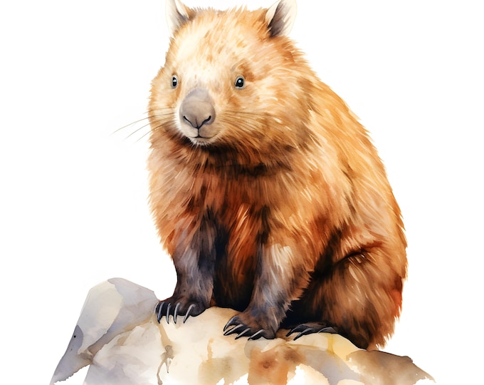 Wombat Clipart, Wombat Images, 10 Watercolor Clip Art, Printable JPGs, Instant Download, Commercial Use, Paper craft