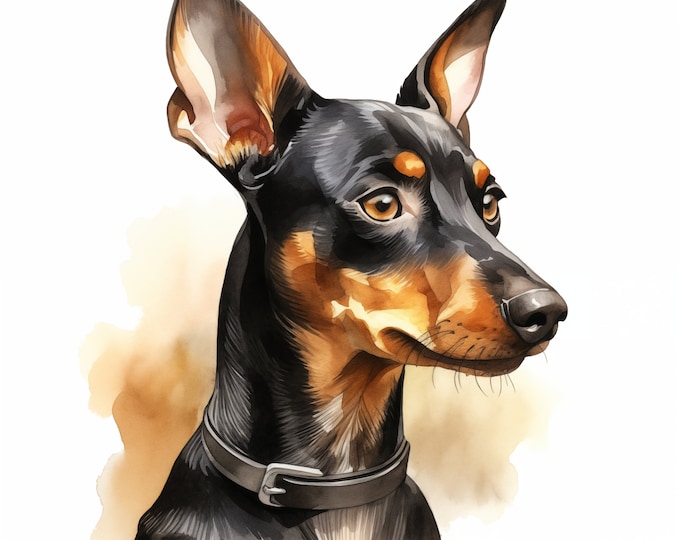 Manchester Terrier Clipart, Manchester Dog Images, 10 Watercolor Clip Art, Printable JPGs, Instant Download, Commercial Use, Paper craft
