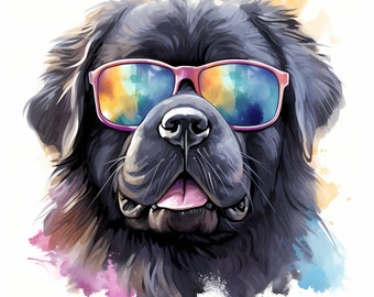 Newfoundland Clipart, Cool Dog Images, 10 Watercolor Clip Art, Printable JPGs, Instant Download, Commercial Use, Paper craft