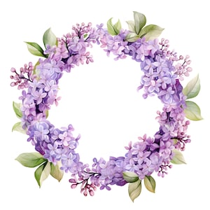 Lilac Wreath Clipart, Wedding Flowers Images, 10 Watercolor Clip Art, Printable JPGs, Instant Download, Commercial Use, Paper craft