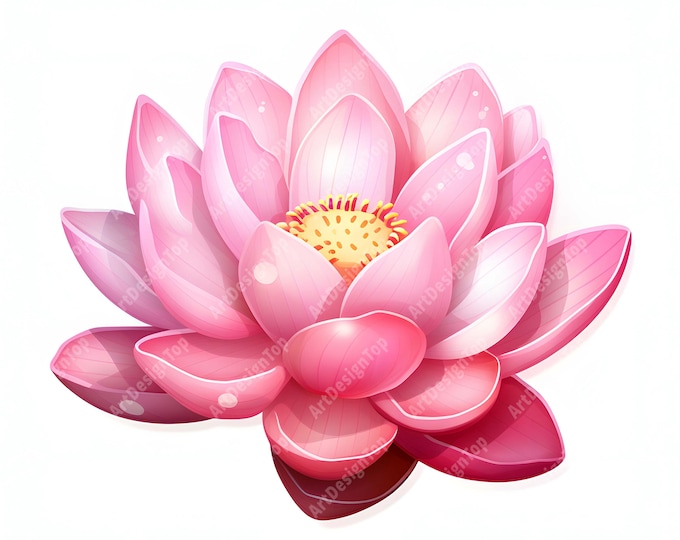 Pink Lotus Clipart, Lotus Flowers Images, 10 Watercolor Clip Art, Printable JPGs, Instant Download, Commercial Use, Paper craft