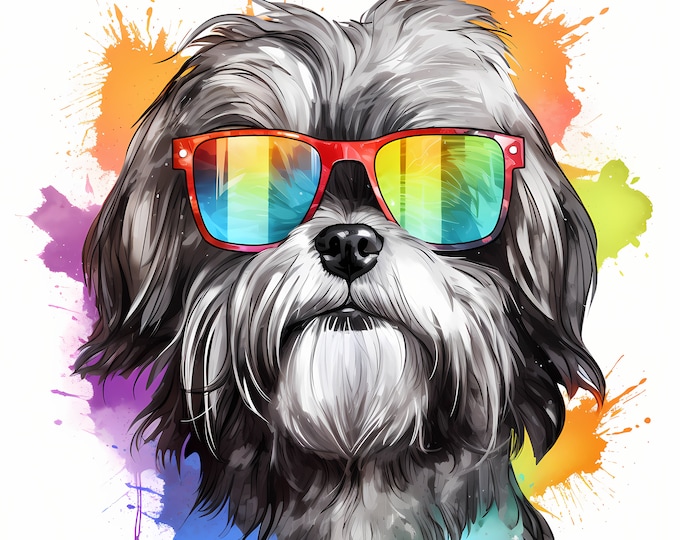 Shih Tzu Clipart, Cool Dog Images, 10 Watercolor Clip Art, Printable JPGs, Instant Download, Commercial Use, Paper craft