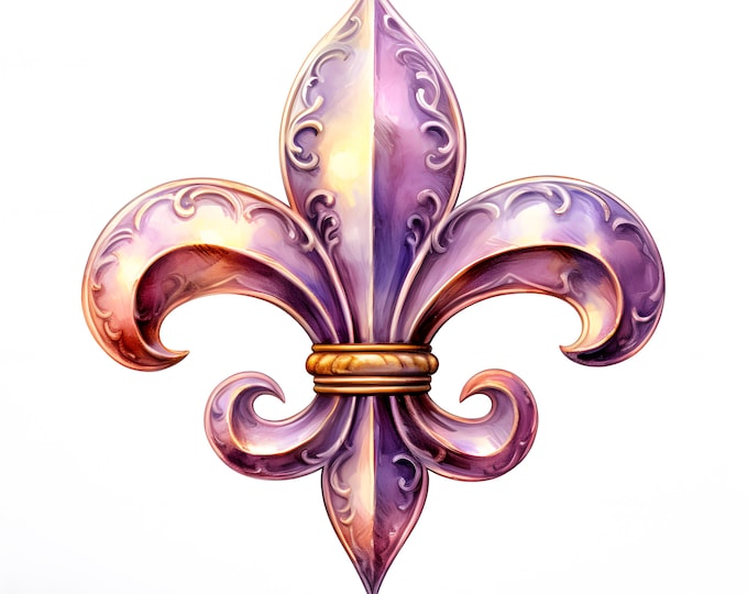 Fleur De Lis Clipart, Heraldic Lily Images, 10 Watercolor Clip Art, Printable JPGs, Instant Download, Commercial Use, Paper craft
