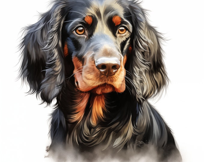 Gordon Setter Clipart, Setter Dog Images, 10 Watercolor Clip Art, Printable JPGs, Instant Download, Commercial Use, Paper craft
