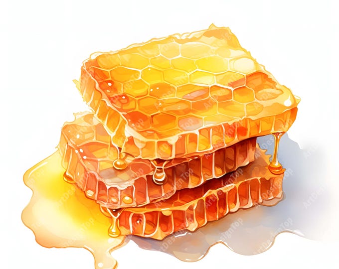 Honeycomb Clipart, Honey Combs Images, 10 Watercolor Clip Art, Printable JPGs, Instant Download, Commercial Use, Paper craft