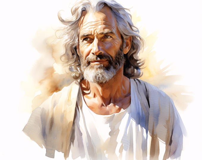 Watercolor Man Reading: Christian Biblical Clipart (JPG Digital Download, Commercial Use)