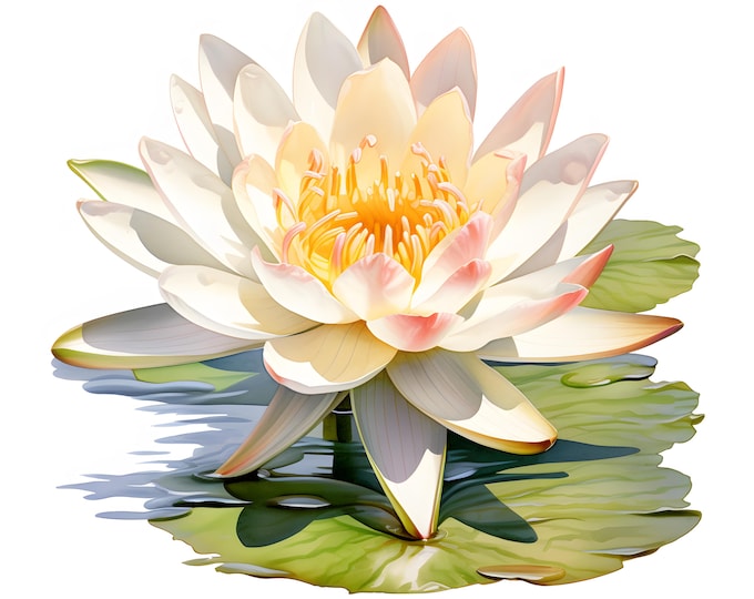 Lily Nenuphar Clipart, Lily Nenuphar Flower Images, 10 Watercolor Clip Art, Printable JPGs, Instant Download, Commercial Use, Paper craft
