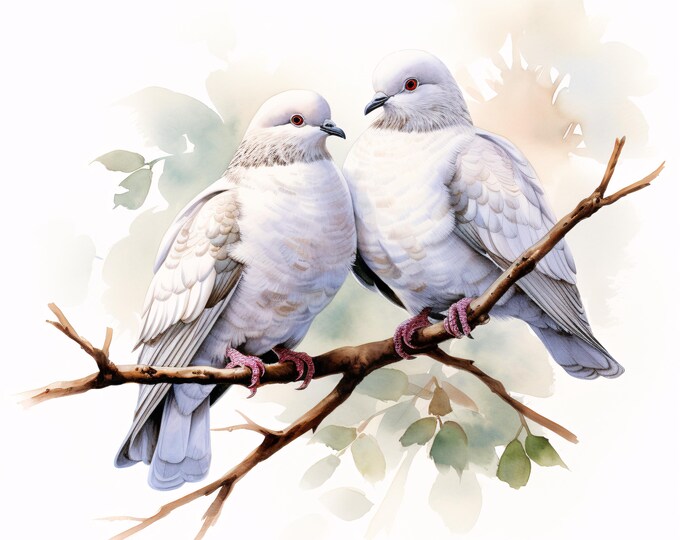 Doves Couple Clipart, Love Birds Images, 10 Watercolor Clip Art, Printable JPGs, Instant Download, Commercial Use, Paper craft