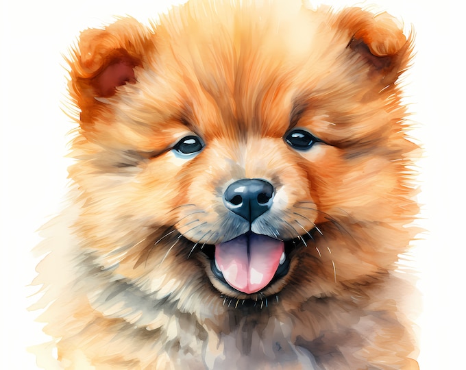 Chow Chow Clipart, Puppy Dog Images, 10 Watercolor Clip Art, Printable JPGs, Instant Download, Commercial Use, Paper craft