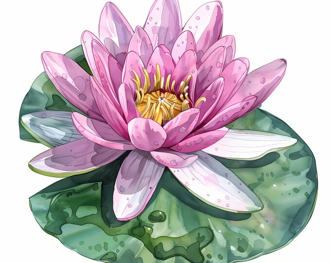 Water Lily Clipart, Waterlilies Images, 10 Watercolor Clip Art, Printable JPGs, Instant Download, Commercial Use, Paper craft