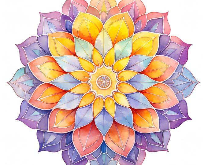 Mandala Clipart, Abstract Mandala Images, 10 Watercolor Clip Art, Printable JPGs, Instant Download, Commercial Use, Paper craft