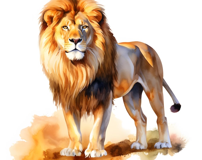 Lion Clipart, Lioness Images, 10 Watercolor Clip Art, Printable JPGs, Instant Download, Commercial Use, Paper craft