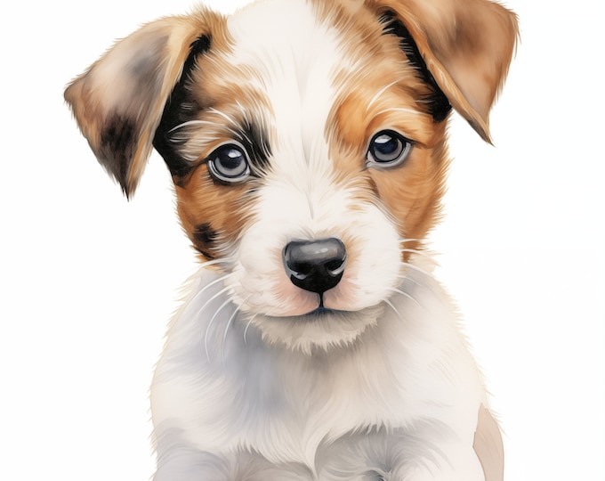 Parson Russell Terrier Clipart, Puppy Dog Images, 10 Watercolor Clip Art, Printable JPGs, Instant Download, Commercial Use, Paper craft