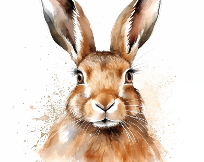 Hare Clipart, Rabbit Images, 12 Watercolor Clip Art, Printable JPGs, Instant Download, Commercial Use, Paper craft