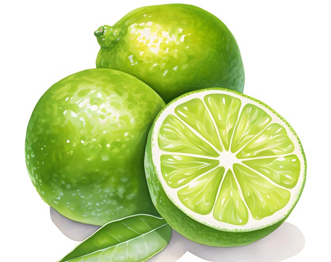Limes Clipart, Lime Fruits Images, 10 Watercolor Clip Art, Printable JPGs, Instant Download, Commercial Use, Paper craft