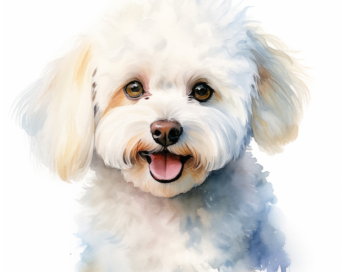 Bichon Clipart, Bichon Frise Dog Images, 10 Watercolor Clip Art, Printable JPGs, Instant Download, Commercial Use, Paper craft
