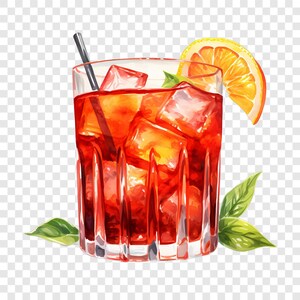 8 PNG Negroni Cocktail Clipart, Orange Drink Bilder, Aquarell Getränke Clip Art, Instant Download Bild 8