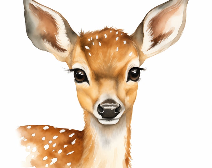 Fawn Baby Clipart, Baby Deer Images, 12 Watercolor Clip Art, Printable JPGs, Instant Download, Commercial Use, Paper craft