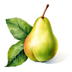 Pera con foglie Clipart, immagini di frutta di pera, 10 clipart di acquerelli, JPG stampabili, download immediato, uso commerciale, artigianato di carta