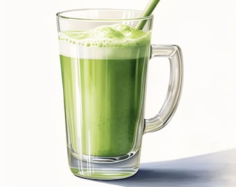 Matcha Tea Clipart, Green Drink Images, 10 Watercolor Clip Art, Printable JPGs, Instant Download, Commercial Use, Paper craft