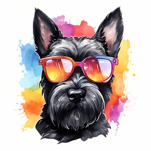 Scottish Terrier Clipart, kühler Hund, Scottie Bilder, 10 Aquarell Clip Art, druckbare JPG, Sofort Download, kommerzielle Nutzung, Papiermodell