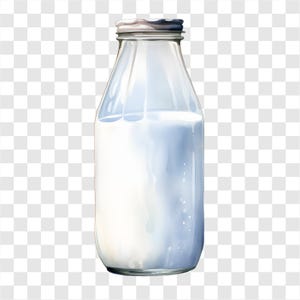 10 PNG Milk Bottle, Milk Glass Bottle Clipart, Watercolor Clip Art, Instant Download, Commercial Use, Paper craft