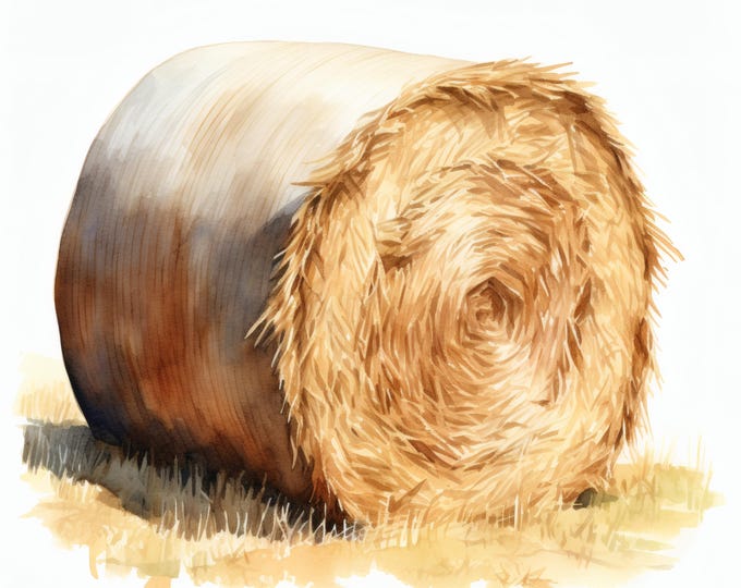 Hay Bale Clipart, Farm Field Images, 10 Watercolor Clip Art, Printable JPGs, Instant Download, Commercial Use, Paper craft