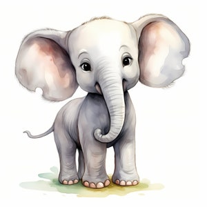 Elephant Clipart, Baby Elephant Images, 10 Watercolor Clip Art, Printable JPGs, Instant Download, Commercial Use, Paper craft