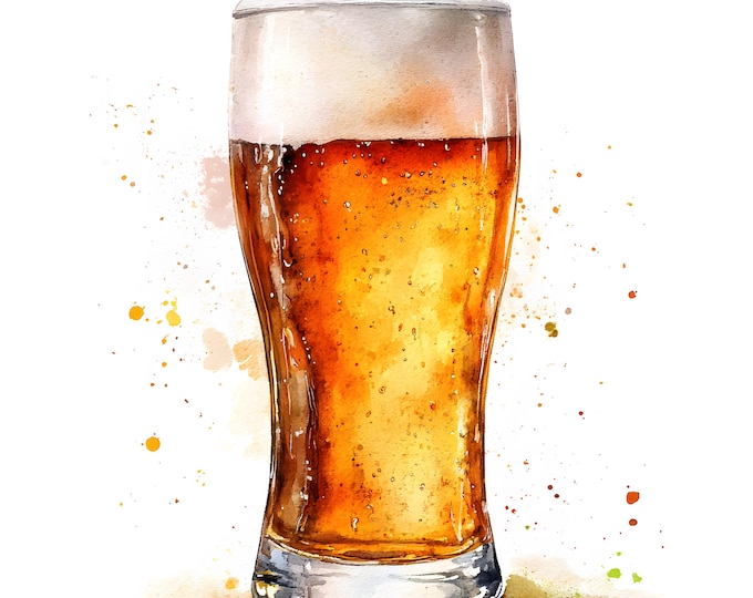Beer Clipart, Beer Mug Images, 10 Watercolor Clip Art, Printable JPGs, Instant Download, Commercial Use, Paper craft