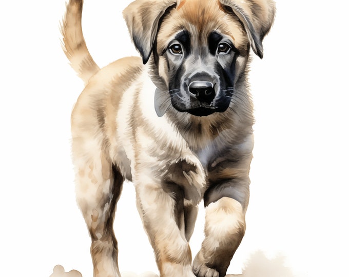 Kangal Shepherd Dog Clipart, Puppy Dog Images, 10 Watercolor Clip Art, Printable JPGs, Instant Download, Commercial Use, Paper craft