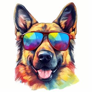 Clipart di pastore tedesco, immagini di cani fantastici, 10 clipart ad acquerello, JPG stampabili, download istantaneo, uso commerciale, artigianato con la carta