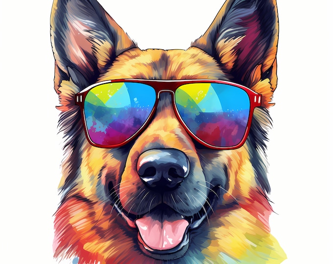 German Shepherd Clipart, Cool Dog Images, 10 Watercolor Clip Art, Printable JPGs, Instant Download, Commercial Use, Paper craft