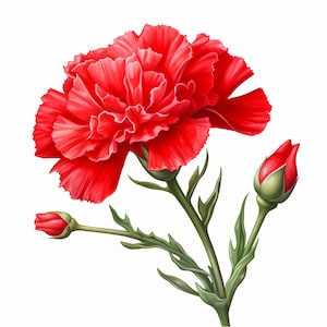 Clipart de cravo vermelho, imagens de cravo vermelho, 10 clipart de aquarela, JPGs para impressão, download instantâneo, uso comercial, artesanato em papel